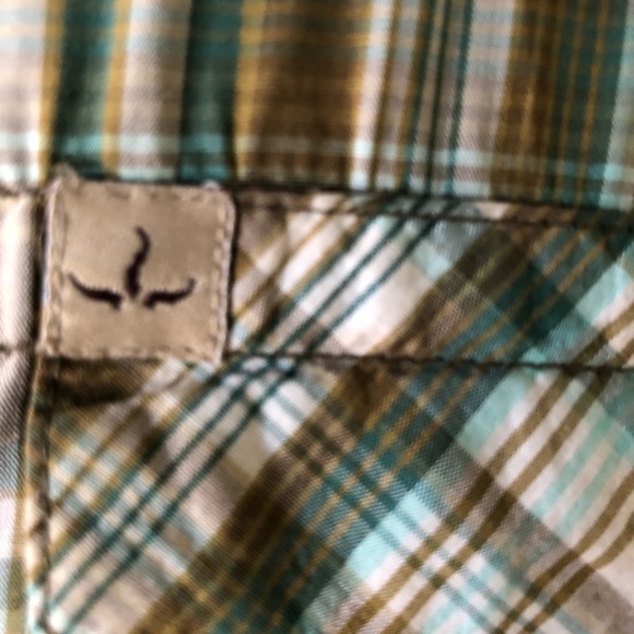 Prana Men's Size M Short Sleeve Pearl Snap shirt Plaid Cotton vintage western - Picture 14 of 16